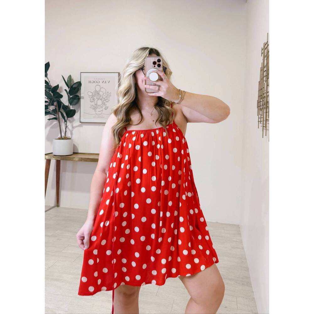 NEW THINGS BETWEEN double tie mini dress in red